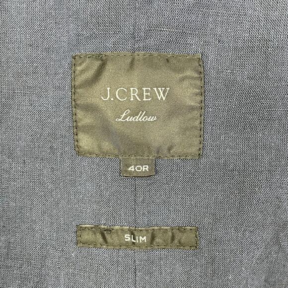J.Crew Ludlow Slim Fit Unstructured Cotton Linen Sport Coat Blazer Navy Sz 40R - Picture 10 of 13